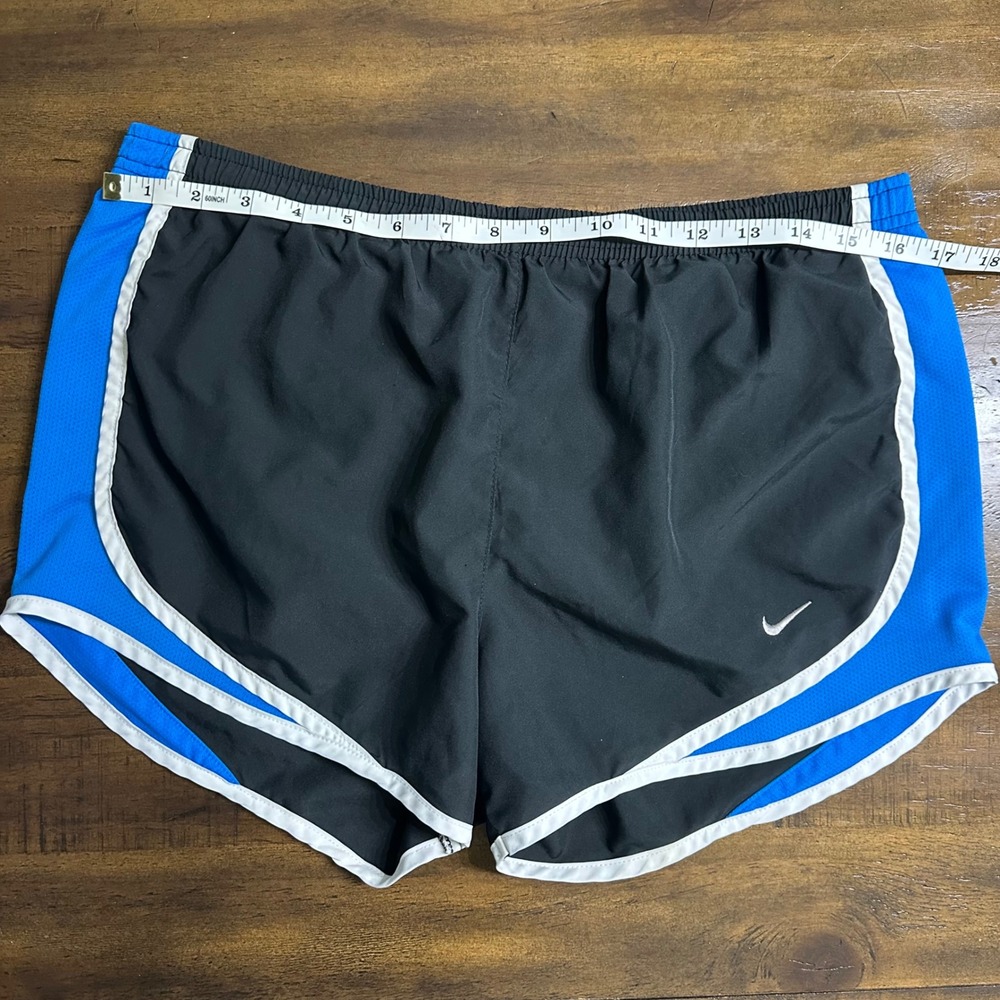 Nike Dri-FIT Tempo Running Shorts Black Blue White Womens Small Athletic Workout - Picture 4 of 7